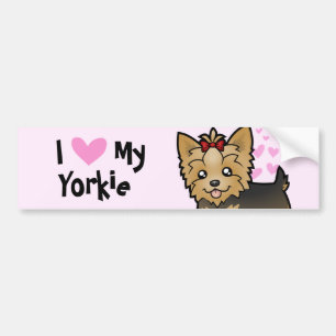 Autocollant De Voiture J'aime mon Yorkshire Terrier (les cheveux courts