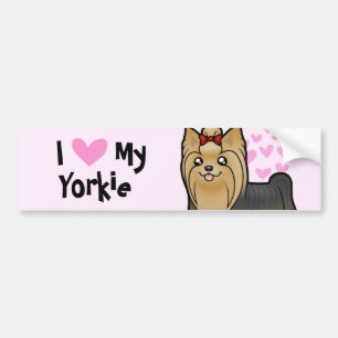 Autocollant De Voiture J'aime mon Yorkshire Terrier (les longs cheveux