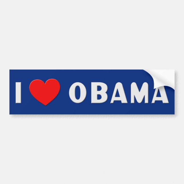 Autocollant De Voiture J'aime Obama Bumpersticker (Devant)