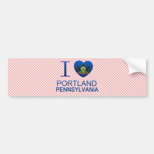 Autocollant De Voiture J'aime Portland, PA