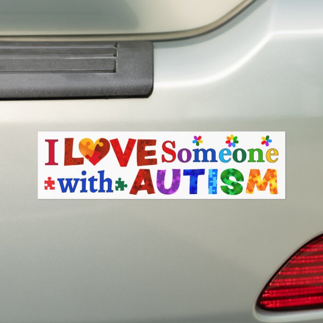 Autocollant De Voiture J'aime quelqu'un avec AUTISM (En voiture)