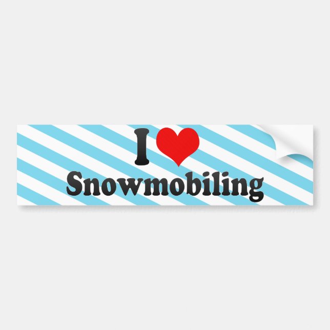 Autocollant De Voiture J'aime Snowmobiling (Devant)