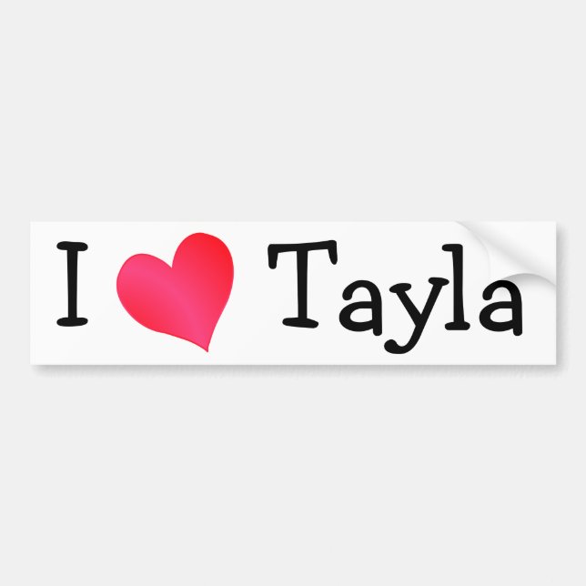Autocollant De Voiture J'aime Tayla (Devant)