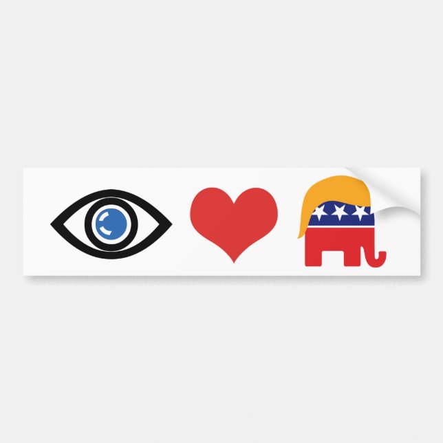 Autocollant De Voiture J'aime Trump - Logo Cheveux Éléphant du GOP (Devant)