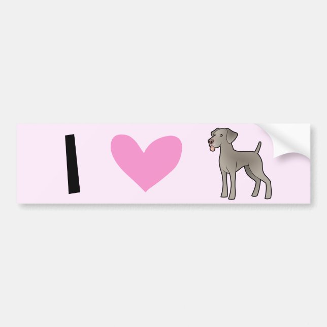 Autocollant De Voiture J'aime Weimaraners (Devant)