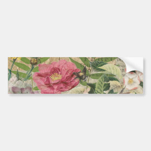Autocollant De Voiture Jardin Floral de Nid d'Oiseau Fleur Papillon Art