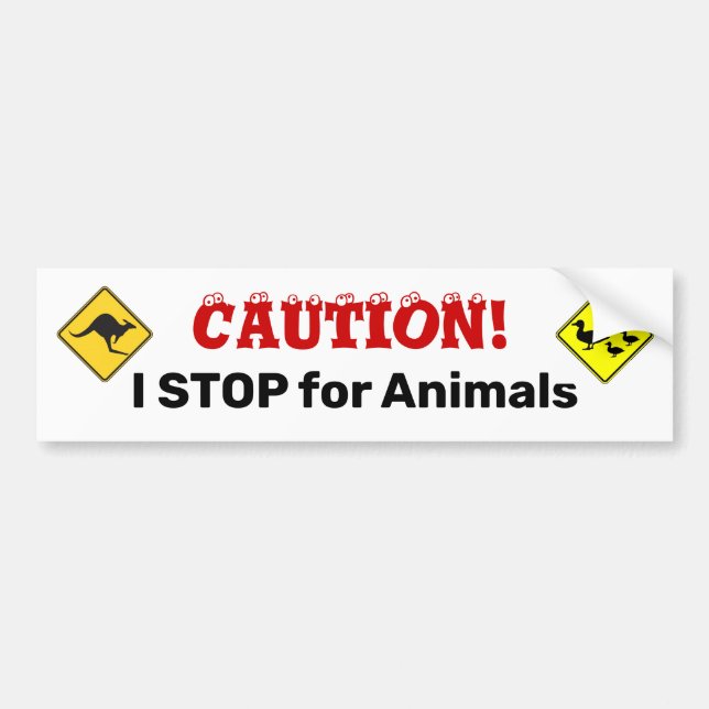 Autocollant De Voiture J'ARRÊTE pour les animaux Sticker pare-chocs (Devant)