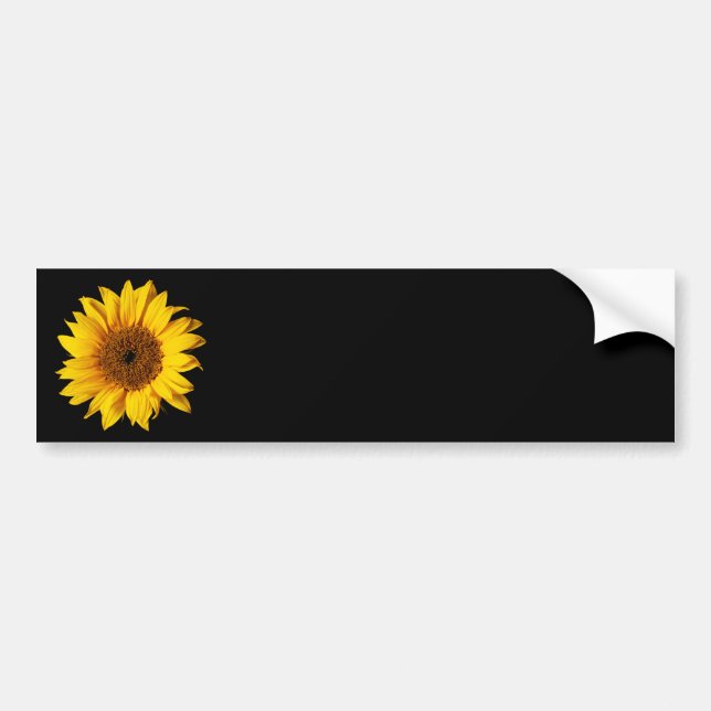 Autocollant De Voiture Jaune de tournesol sur le noir - fleurs (Devant)
