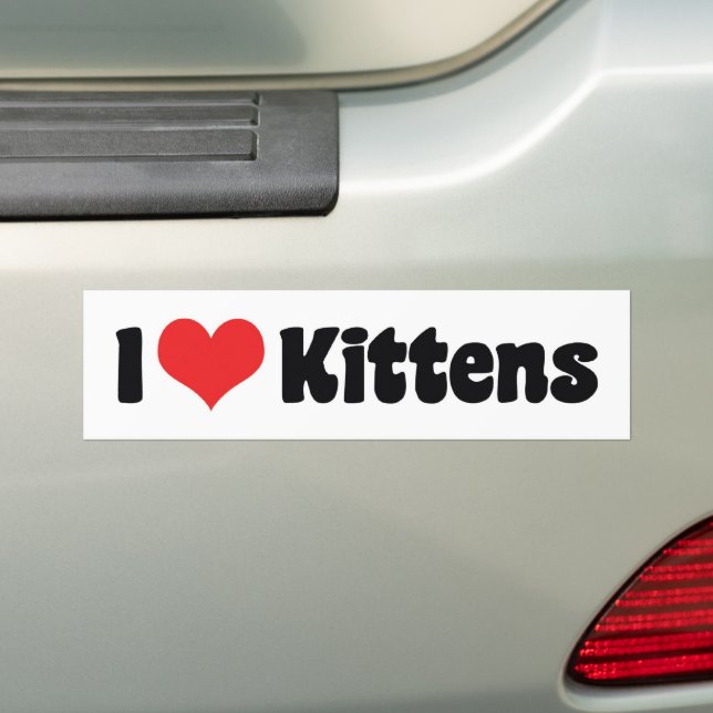 Autocollant De Voiture Je adore les chatons au cœur - Amateur de chats (En voiture)