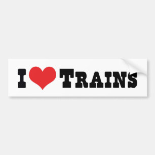 Autocollant De Voiture Je adore les trains à coeur - Amateur de trains mi