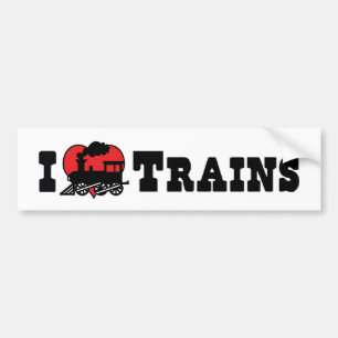Autocollant De Voiture Je adore les trains à cœur - Amateur de trains min