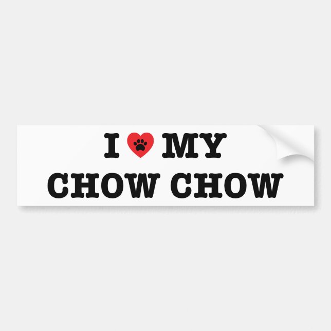 Autocollant De Voiture Je Coeur Mon Chow Chow Sticker (Devant)