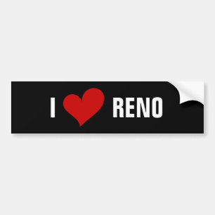 AUTOCOLLANT DE VOITURE JE COEUR RENO, NOM PERSONNALISÉ