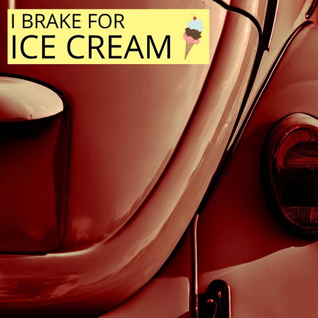 AUTOCOLLANT DE VOITURE JE FREINE LE CÔNE À CRÈME GLACE MÛRE (I BRAKE FOR ICE CREAM Cute Ice Cream Cone hand drawn Bumper Sticker
)