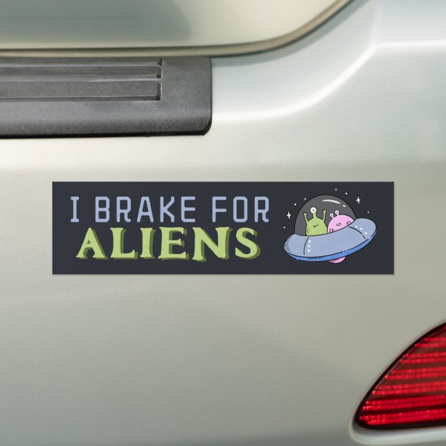 Autocollant De Voiture JE FREINE POUR ALIENS, Funny Spacship (En voiture)