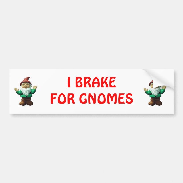 AUTOCOLLANT DE VOITURE JE FREINE POUR DES GNOMES (ROUGES) (Devant)