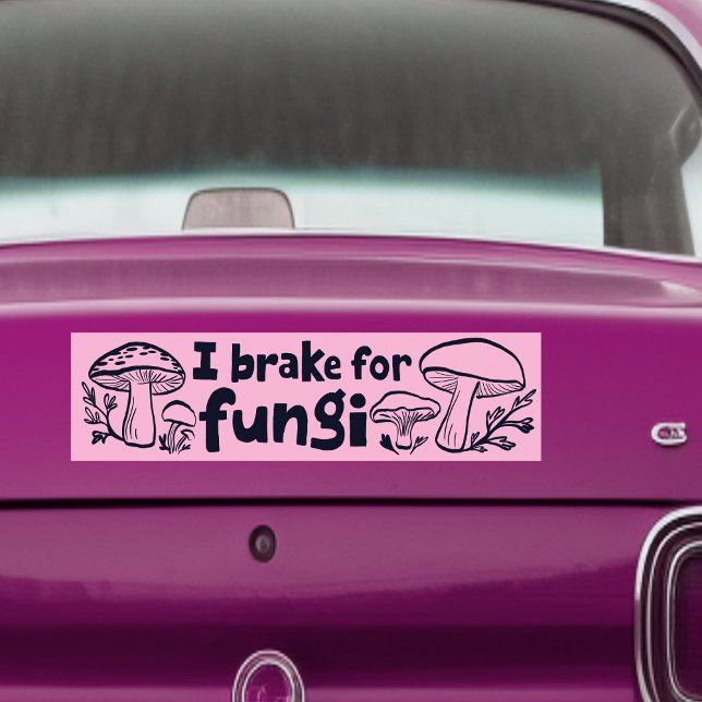 Autocollant De Voiture JE FREINE POUR FUNGI Mignons Champignons Pour la n (I BRAKE FOR FUNGI Cute Mushrooms Foraging Nature Bumper Sticker
)