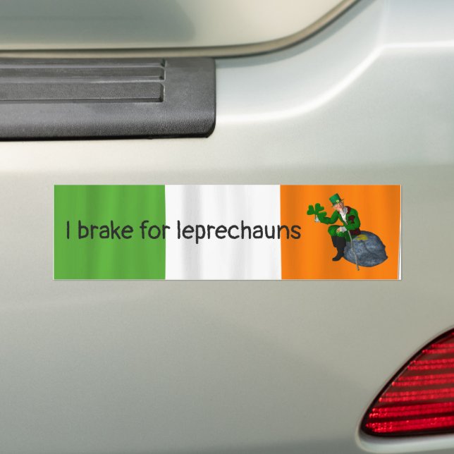 Autocollant De Voiture Je freine pour Leprechauns St. Patrick's Day (En voiture)