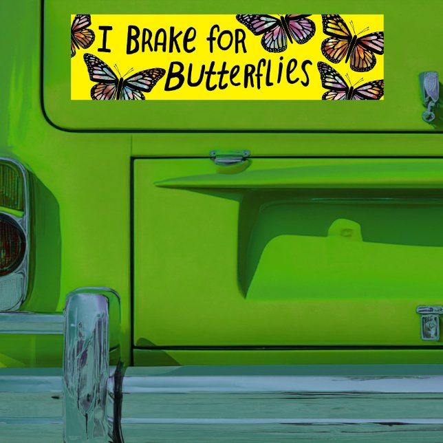 Autocollant De Voiture JE FREINE POUR LES BOUTEILLES Aquarelle Monarque (I BRAKE FOR BUTTERFLIES Monarch Watercolor Colorful Bold Bumper Sticker
)