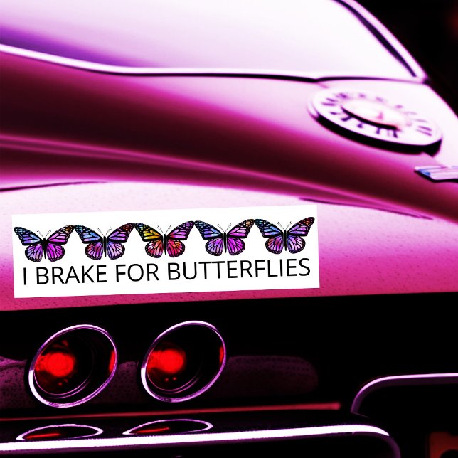Autocollant De Voiture JE FREINE POUR LES BOUTEILLES Aquarelle Monarque (I BRAKE FOR BUTTERFLIES Monarch Watercolor hand drawn Bumper Sticker
)