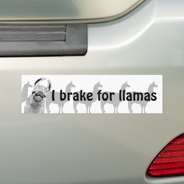 Autocollant De Voiture Je freine pour les lamas (En voiture)