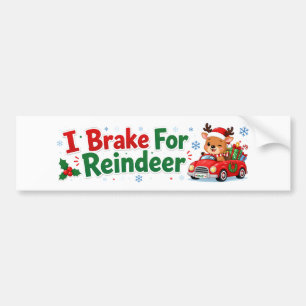 Autocollant De Voiture Je Freine Pour Les Renne Drôle De Noël