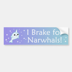 Autocollant De Voiture Je freine pour Narwhals