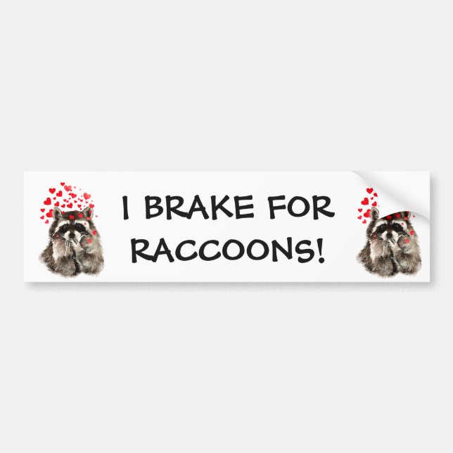 Autocollant De Voiture Je freine pour RACCOONS FUNNY ANIMAL QUOTE (Devant)