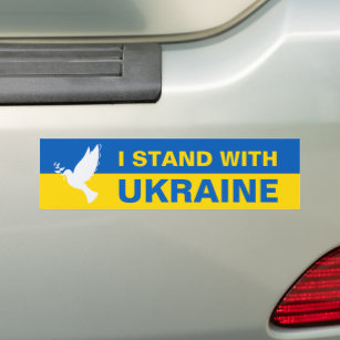 Autocollant De Voiture Je me tiens avec l'Ukraine Pavillon ukrainien Dove
