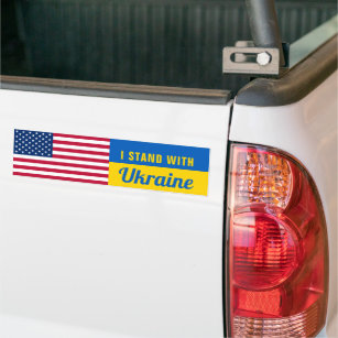 Autocollant De Voiture Je Me Trouve Avec Ukraine USA American Flag Suppor