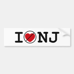 Autocollant De Voiture Je ne fais pas New Jersey de coeur