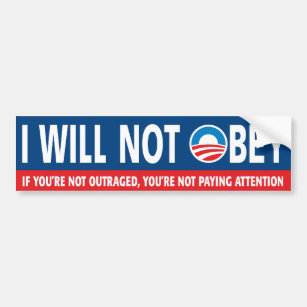 Autocollant De Voiture JE NE VAIS PAS OBEY — Anti Obama Bumper Sticker
