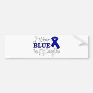 Autocollant De Voiture Je porte le bleu pour ma fille (le ruban bleu)