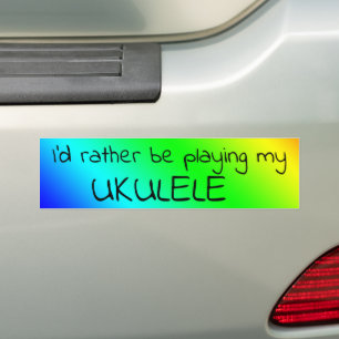 Autocollant De Voiture Je Préfère Jouer Mon Ukulele Colorful Bumper S