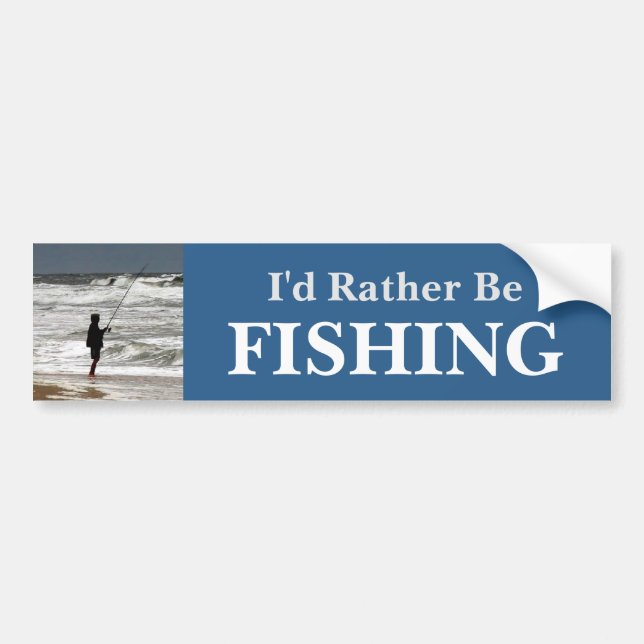 Autocollant De Voiture Je Préférerais Pêcher/Bleu (Devant)
