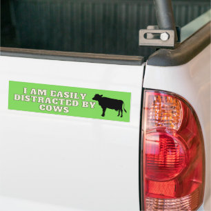 Autocollant De Voiture Je Suis Aisément Distrait Par Un Sticker À Vaches