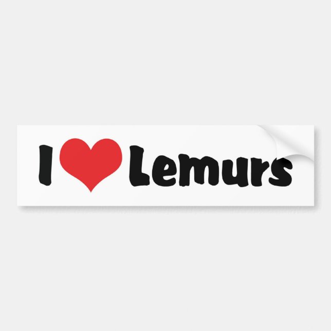 Autocollant De Voiture Je suis amoureux des lémuriens à cœur (Devant)