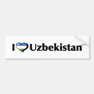 Autocollant De Voiture Je suis amoureux du drapeau de l'Ouzbékistan