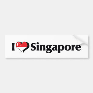 Autocollant De Voiture Je suis amoureux du drapeau de Singapour