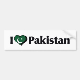 Autocollant De Voiture Je suis amoureux du drapeau du Pakistan