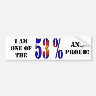 Autocollant De Voiture Je suis l'un du 53% et bumpersticker fier
