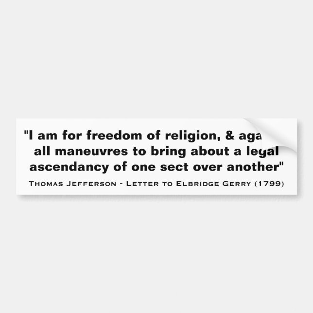 Autocollant De Voiture Je suis pour la liberté de religion par Thomas Jef (Devant)