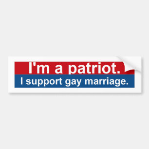 Autocollant De Voiture Je suis un patriote.  Je soutiens le mariage gai