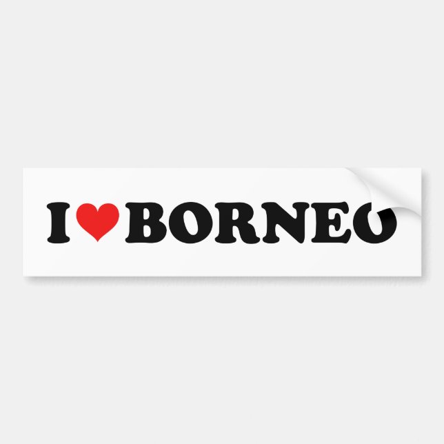 Autocollant De Voiture Je T'Aime Heart Borneo Voyage Souvenir (Devant)