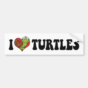 Autocollant De Voiture Je T'aime Tortues Cœur