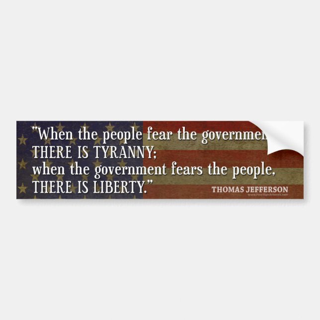Autocollant De Voiture Jefferson : Liberté contre Tyrannie (Devant)