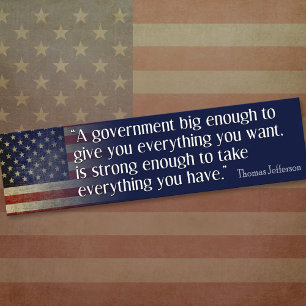 Autocollant De Voiture Jefferson : Méfiez-vous du grand gouvernement