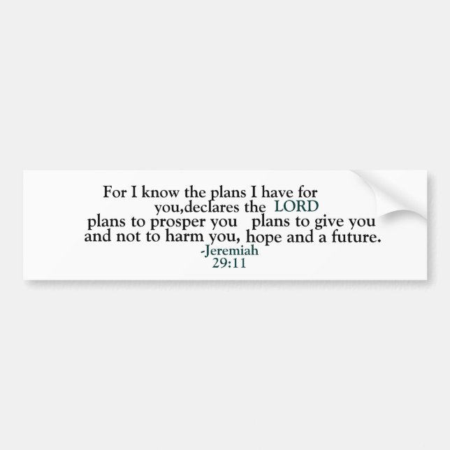 Autocollant De Voiture Jérémie Inspirationnelle 29:11 (Devant)