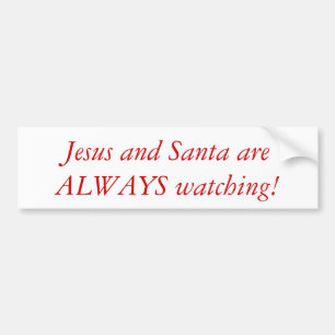Autocollant De Voiture Jésus et Père Noël observant l'adhésif pour
