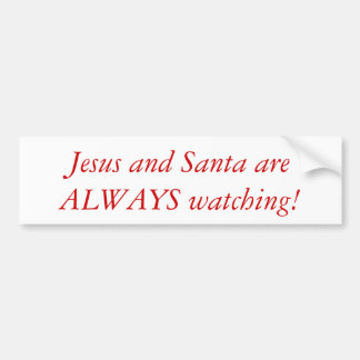 Autocollant De Voiture Jésus et Père Noël observant l'adhésif pour